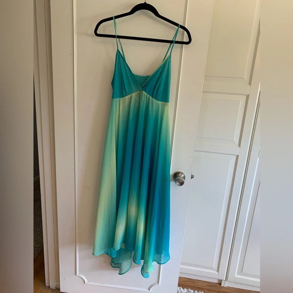 -  Vintage la vie en rose slip dress teal blueish green size medium - Picture 4 of 9